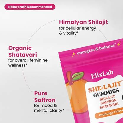 ElixLab Women’s Hormone Balance Gummies – Shilajit, Saffron & Shatavari, Orange Flavor, 60 Gummies – ElixLab