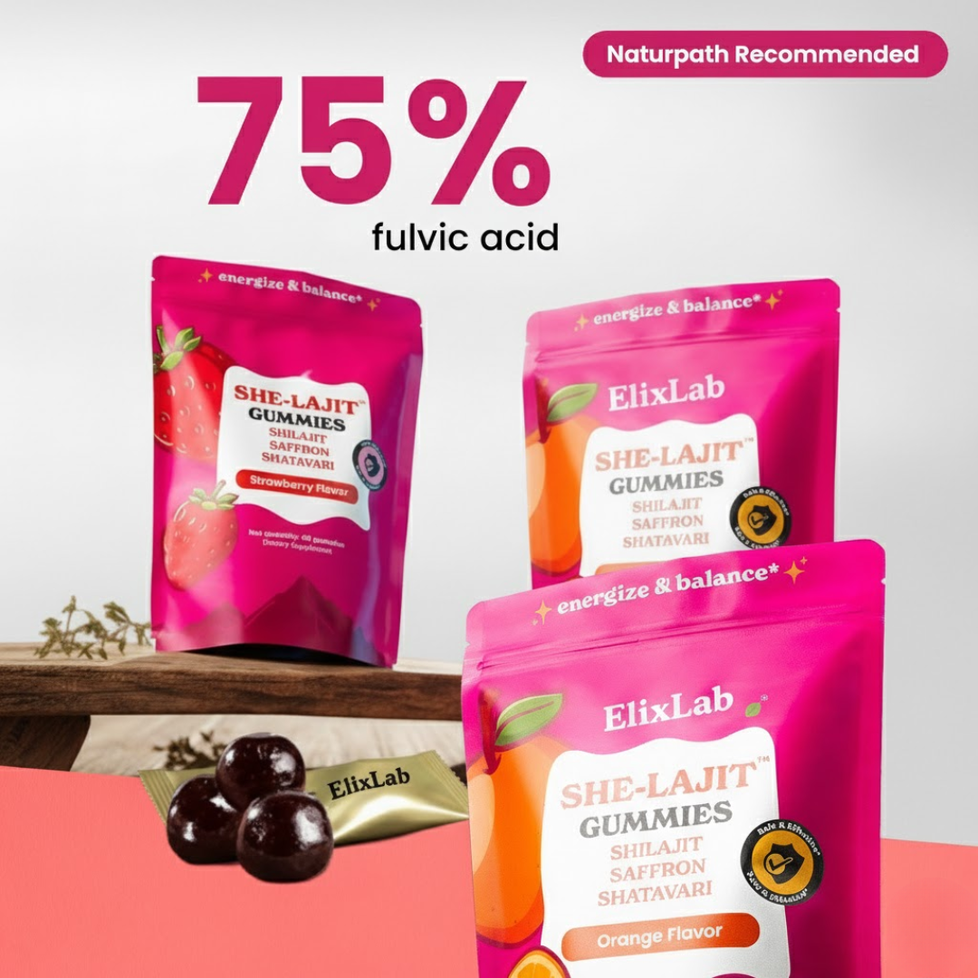 ElixLab Women’s Hormone Balance Gummies – Shilajit, Saffron & Shatavari, Orange Flavor, 60 Gummies – ElixLab