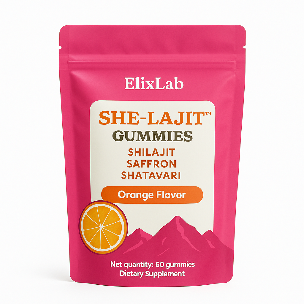 ElixLab Women’s Hormone Balance Gummies – Shilajit, Saffron & Shatavari, Orange Flavor, 60 Gummies – ElixLab