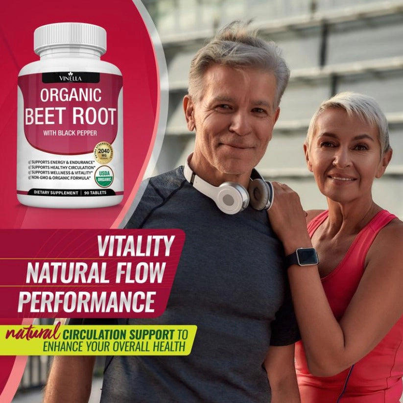Organic Beet Root Powder Tablets 2040mg with Black Pepper Extract
