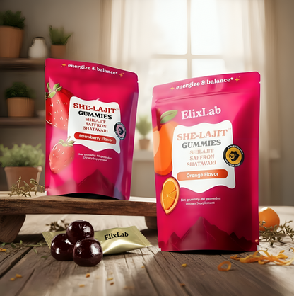 ElixLab Women’s Hormone Balance Gummies – Shilajit, Saffron & Shatavari, Orange Flavor, 60 Gummies – ElixLab